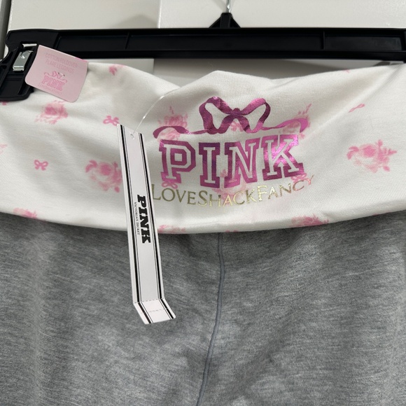 PINK LOVESHACKFANCY Pants - LOVESHACKFANCY FOLDOVER  LEGGINGS NWTGrey & Pink So soft & comfortable